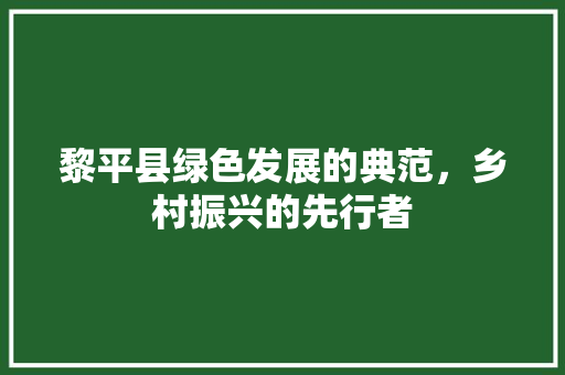 黎平县绿色发展的典范,乡村振兴的先行者 黎平县绿色发展的典范,乡村振兴的先行者