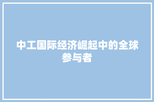 中工国际经济崛起中的全球参与者 中工国际经济崛起中的全球参与者