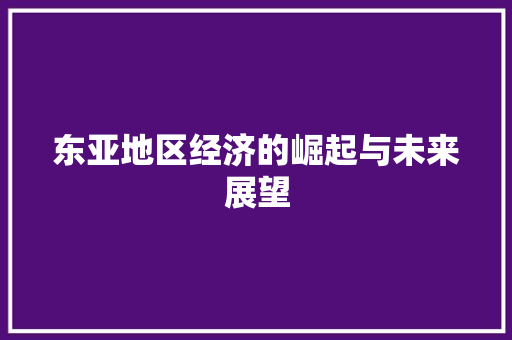 东亚地区经济的崛起与未来展望 东亚地区经济的崛起与未来展望