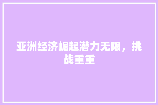亚洲经济崛起潜力无限,挑战重重 亚洲经济崛起潜力无限,挑战重重