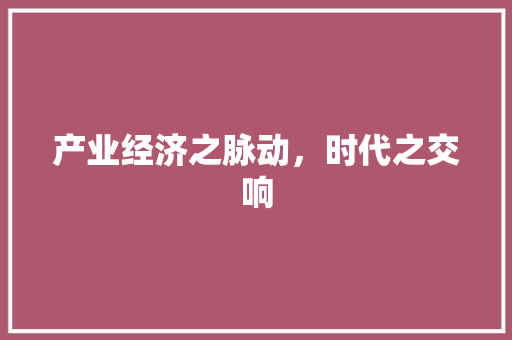 产业经济之脉动,时代之交响 产业经济之脉动,时代之交响