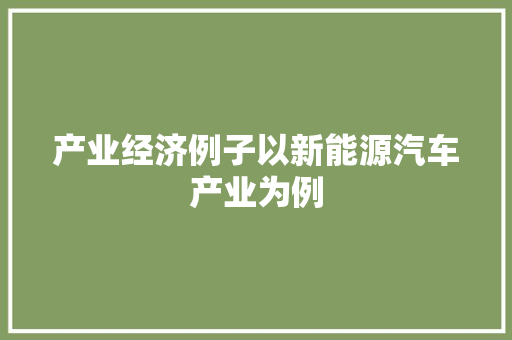 产业经济例子以新能源汽车产业为例 产业经济例子以新能源汽车产业为例