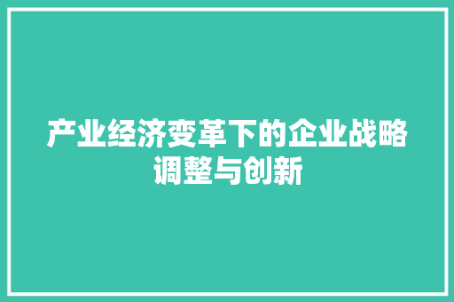 产业经济变革下的企业战略调整与创新 产业经济变革下的企业战略调整与创新