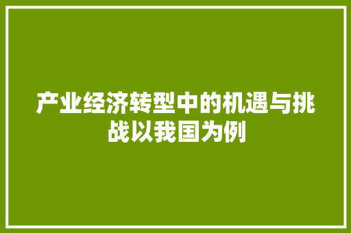 产业经济转型中的机遇与挑战以我国为例 产业经济转型中的机遇与挑战以我国为例