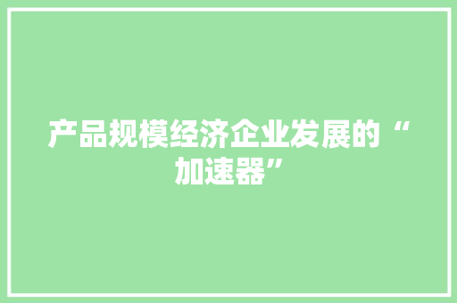 产品规模经济企业发展的“加速器” 产品规模经济企业发展的“加速器”