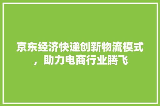 京东经济快递创新物流模式,助力电商行业腾飞 京东经济快递创新物流模式,助力电商行业腾飞