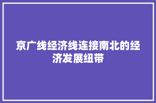 京广线经济线连接南北的经济发展纽带 京广线经济线连接南北的经济发展纽带