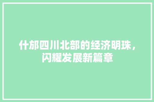 什邡四川北部的经济明珠,闪耀发展新篇章 什邡四川北部的经济明珠,闪耀发展新篇章
