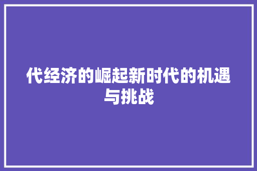 代经济的崛起新时代的机遇与挑战 代经济的崛起新时代的机遇与挑战