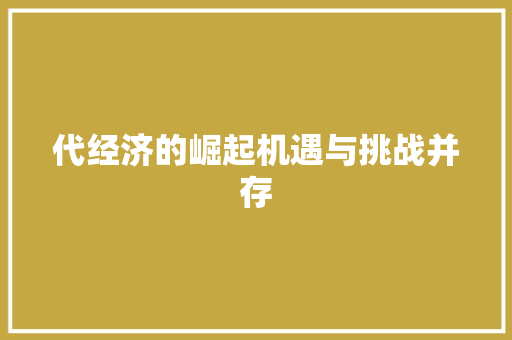 代经济的崛起机遇与挑战并存 代经济的崛起机遇与挑战并存