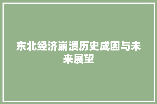 东北经济崩溃历史成因与未来展望 东北经济崩溃历史成因与未来展望