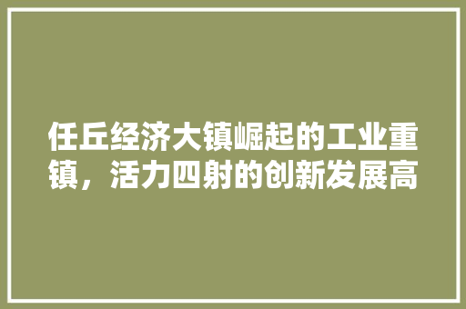 任丘经济大镇崛起的工业重镇,活力四射的创新发展高地 任丘经济大镇崛起的工业重镇,活力四射的创新发展高地