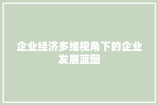 企业经济多维视角下的企业发展蓝图