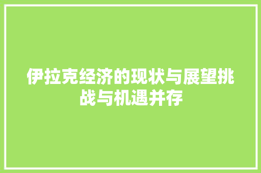伊拉克经济的现状与展望挑战与机遇并存 伊拉克经济的现状与展望挑战与机遇并存