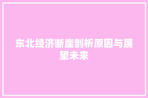 东北经济断崖剖析原因与展望未来