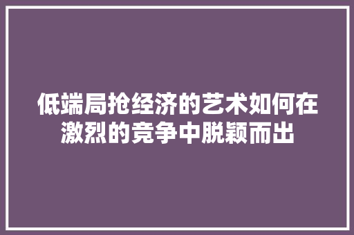 低端局抢经济的艺术如何在激烈的竞争中脱颖而出 低端局抢经济的艺术如何在激烈的竞争中脱颖而出