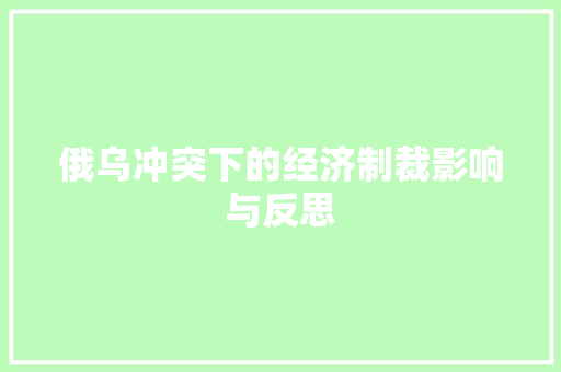 俄乌冲突下的经济制裁影响与反思 俄乌冲突下的经济制裁影响与反思