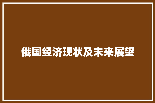 俄国经济现状及未来展望