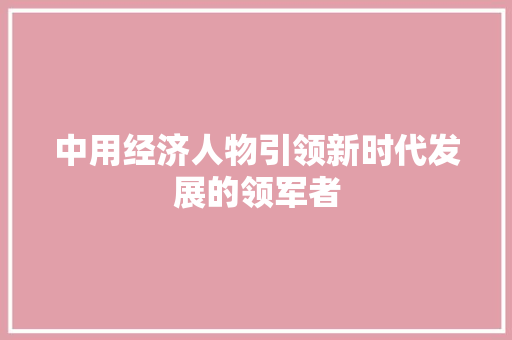 中用经济人物引领新时代发展的领军者 中用经济人物引领新时代发展的领军者