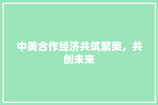 中美合作经济共筑繁荣,共创未来 中美合作经济共筑繁荣,共创未来