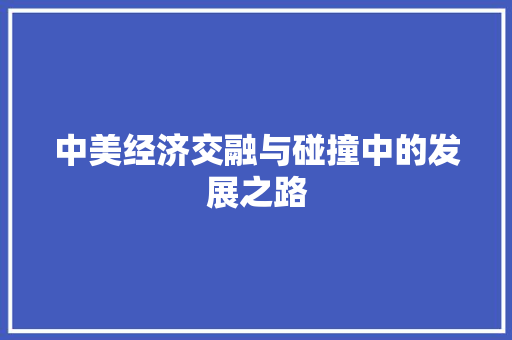 中美经济交融与碰撞中的发展之路 中美经济交融与碰撞中的发展之路