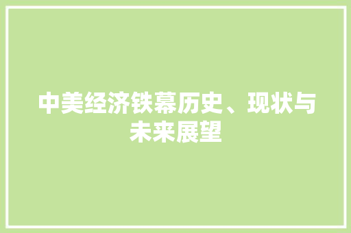 中美经济铁幕历史、现状与未来展望 中美经济铁幕历史、现状与未来展望