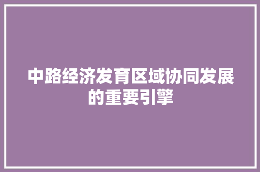 中路经济发育区域协同发展的重要引擎