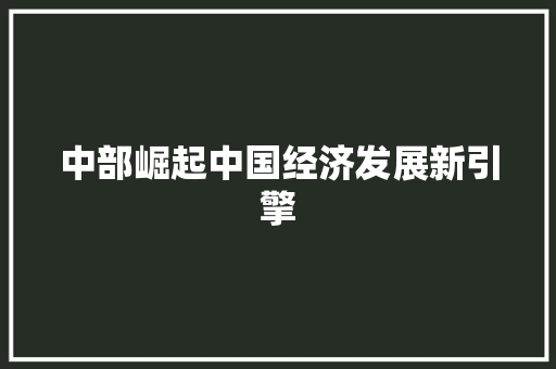 中部崛起中国经济发展新引擎 中部崛起中国经济发展新引擎