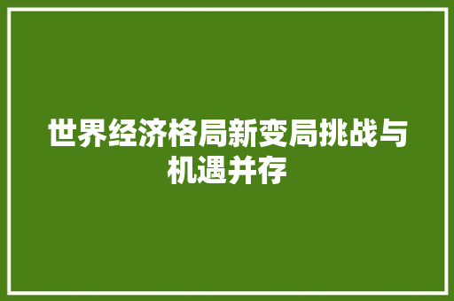 世界经济格局新变局挑战与机遇并存 世界经济格局新变局挑战与机遇并存