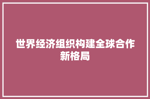 世界经济组织构建全球合作新格局 世界经济组织构建全球合作新格局