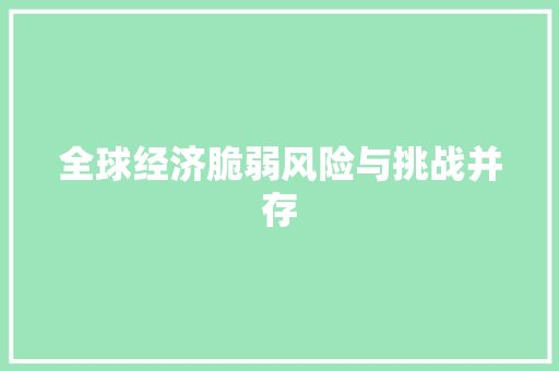 全球经济脆弱风险与挑战并存 全球经济脆弱风险与挑战并存