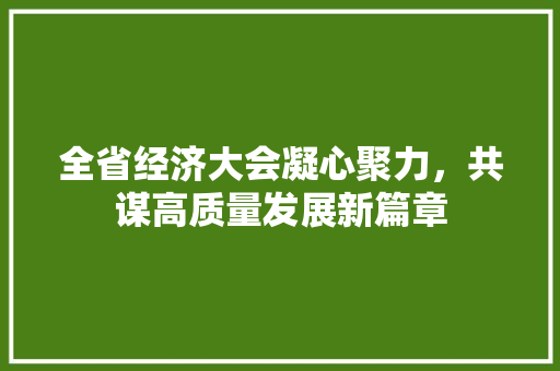 全省经济大会凝心聚力,共谋高质量发展新篇章 全省经济大会凝心聚力,共谋高质量发展新篇章