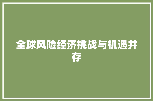 全球风险经济挑战与机遇并存 全球风险经济挑战与机遇并存