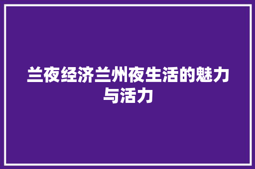 兰夜经济兰州夜生活的魅力与活力 兰夜经济兰州夜生活的魅力与活力