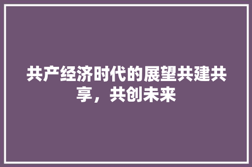 共产经济时代的展望共建共享,共创未来 共产经济时代的展望共建共享,共创未来