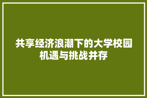 共享经济浪潮下的大学校园机遇与挑战并存 共享经济浪潮下的大学校园机遇与挑战并存