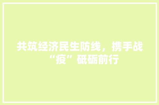 共筑经济民生防线,携手战“疫”砥砺前行 共筑经济民生防线,携手战“疫”砥砺前行