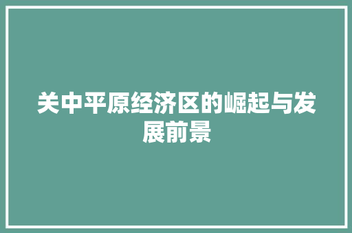 关中平原经济区的崛起与发展前景 关中平原经济区的崛起与发展前景