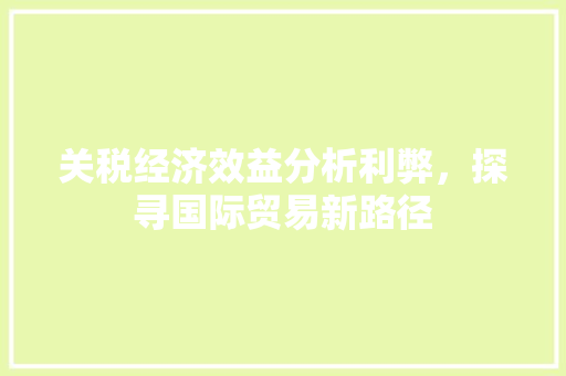 关税经济效益分析利弊,探寻国际贸易新路径 关税经济效益分析利弊,探寻国际贸易新路径