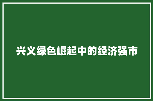 兴义绿色崛起中的经济强市 兴义绿色崛起中的经济强市
