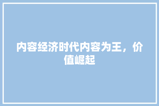 内容经济时代内容为王,价值崛起 内容经济时代内容为王,价值崛起