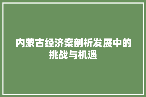 内蒙古经济案剖析发展中的挑战与机遇 内蒙古经济案剖析发展中的挑战与机遇