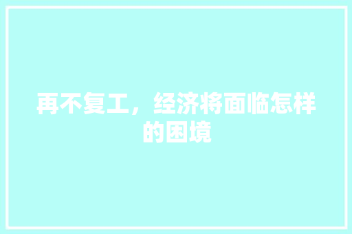 再不复工,经济将面临怎样的困境 再不复工,经济将面临怎样的困境