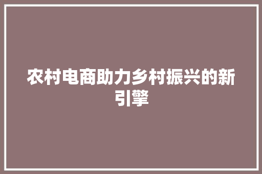农村电商助力乡村振兴的新引擎 农村电商助力乡村振兴的新引擎