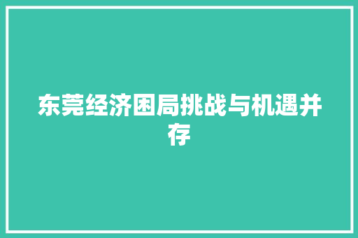 东莞经济困局挑战与机遇并存 东莞经济困局挑战与机遇并存
