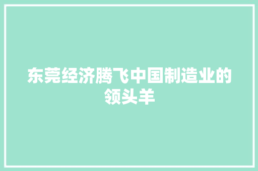 东莞经济腾飞中国制造业的领头羊 东莞经济腾飞中国制造业的领头羊