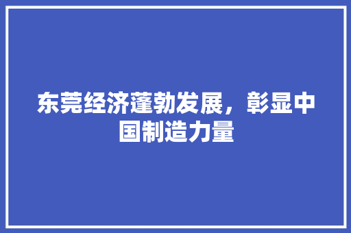 东莞经济蓬勃发展,彰显中国制造力量 东莞经济蓬勃发展,彰显中国制造力量