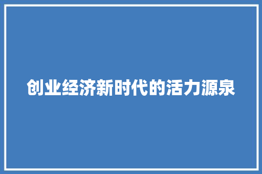 创业经济新时代的活力源泉 创业经济新时代的活力源泉