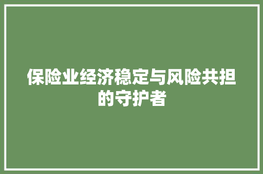 保险业经济稳定与风险共担的守护者 保险业经济稳定与风险共担的守护者