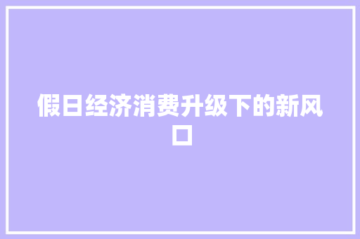 假日经济消费升级下的新风口